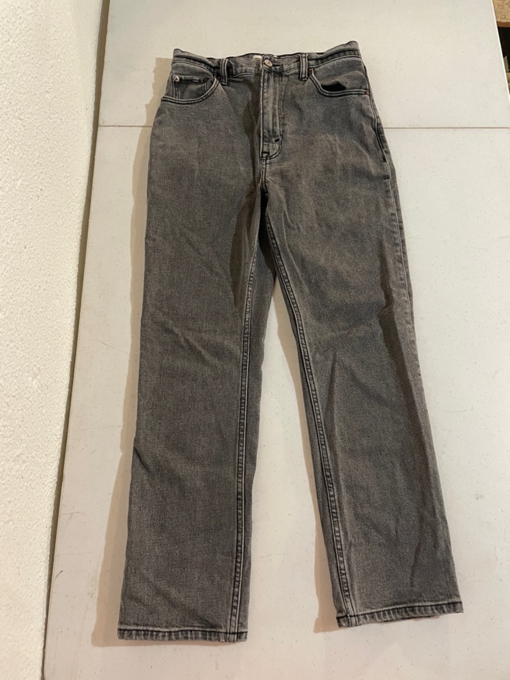 Abercrombie & Fitch Womens Ankle Straight Ultra High Jeans in Charcoal Gray